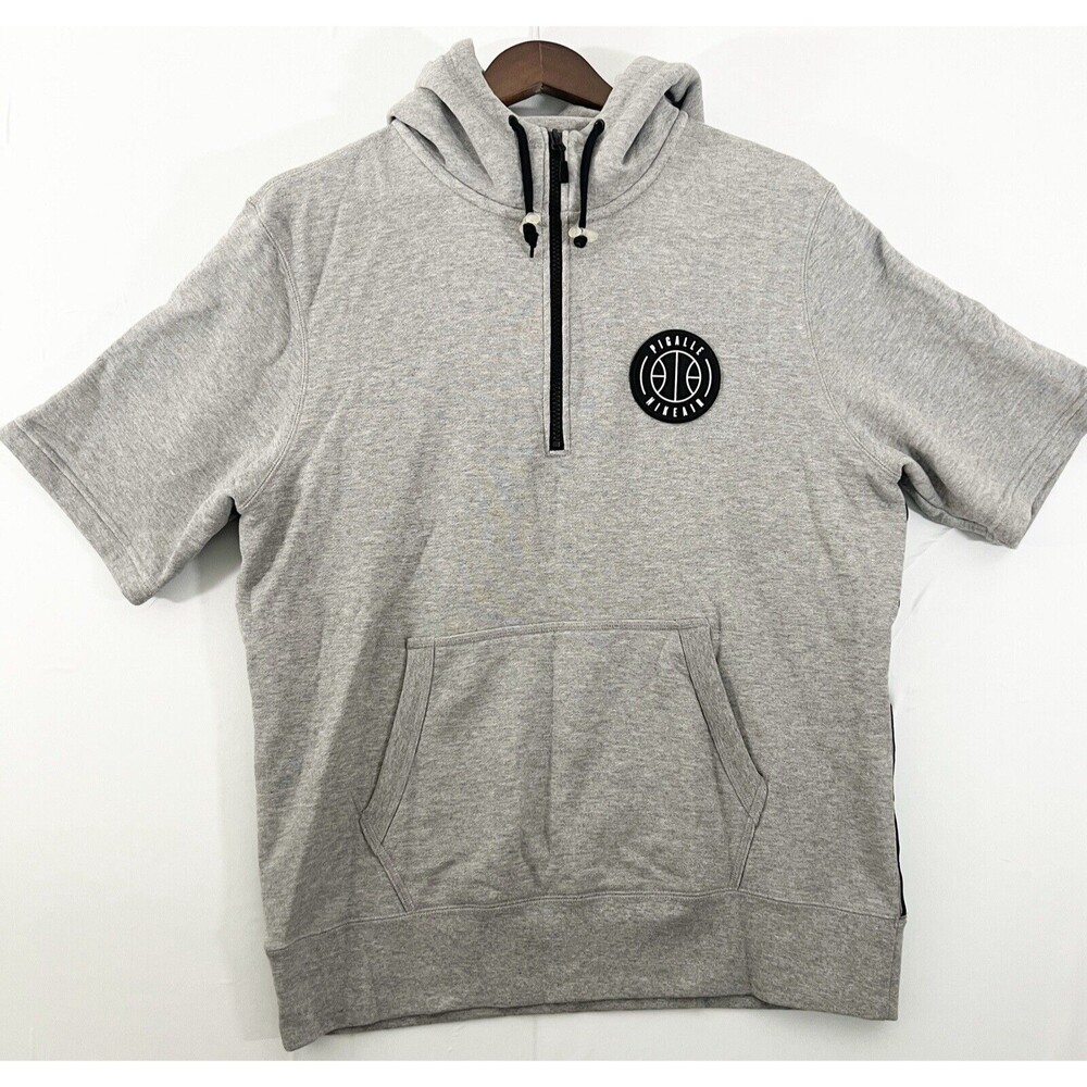Nike Pigalle Hoodie Adult Large Gray Short SleevePullover Qtr Zip Nike Air Logo
